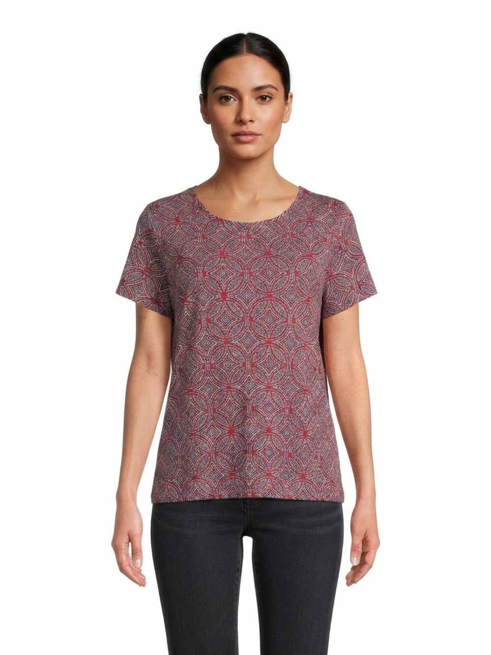 croft & barrow Red Patterned Short Sleeve Tee